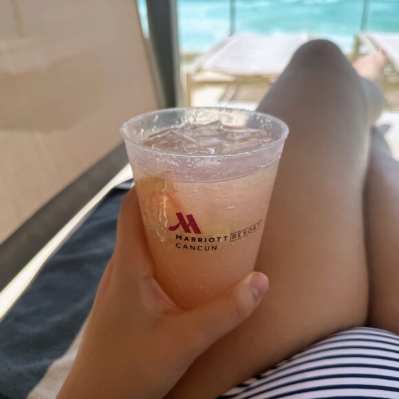 Marriott Cancun Resort Cabana Cocktail in Logo Cup